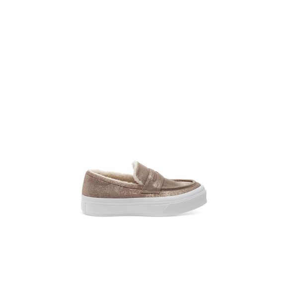 J SLIDES Womens Beige Gold Flake Giles Almond Platform Sneakers Shoes 6 M